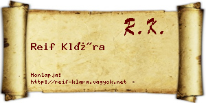 Reif Klára névjegykártya