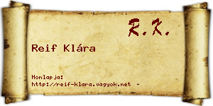 Reif Klára névjegykártya